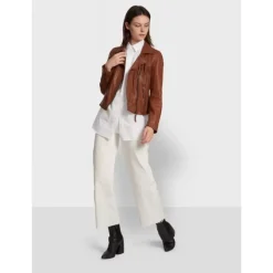 Biker Jackets*OAKWOOD Clips Whisky - Asymetrical Refined Jacket In Genuine Leather