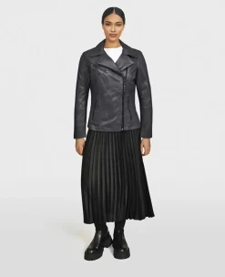 Biker Jackets*OAKWOOD Club Metal Black - Asymetrical Refined Jacket In Genuine Leather