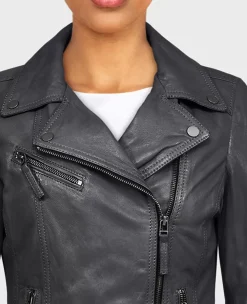 Biker Jackets*OAKWOOD Club Metal Black - Asymetrical Refined Jacket In Genuine Leather