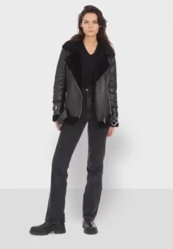 Biker Jackets*OAKWOOD Community Black - Faux Shearling Jacket