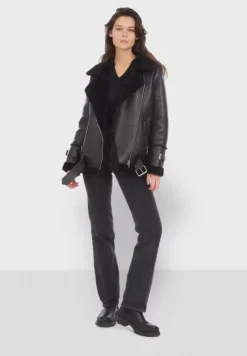 Biker Jackets*OAKWOOD Community Black - Faux Shearling Jacket