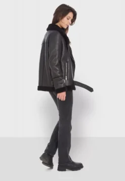 Biker Jackets*OAKWOOD Community Black - Faux Shearling Jacket