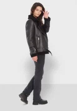 Biker Jackets*OAKWOOD Community Black - Faux Shearling Jacket