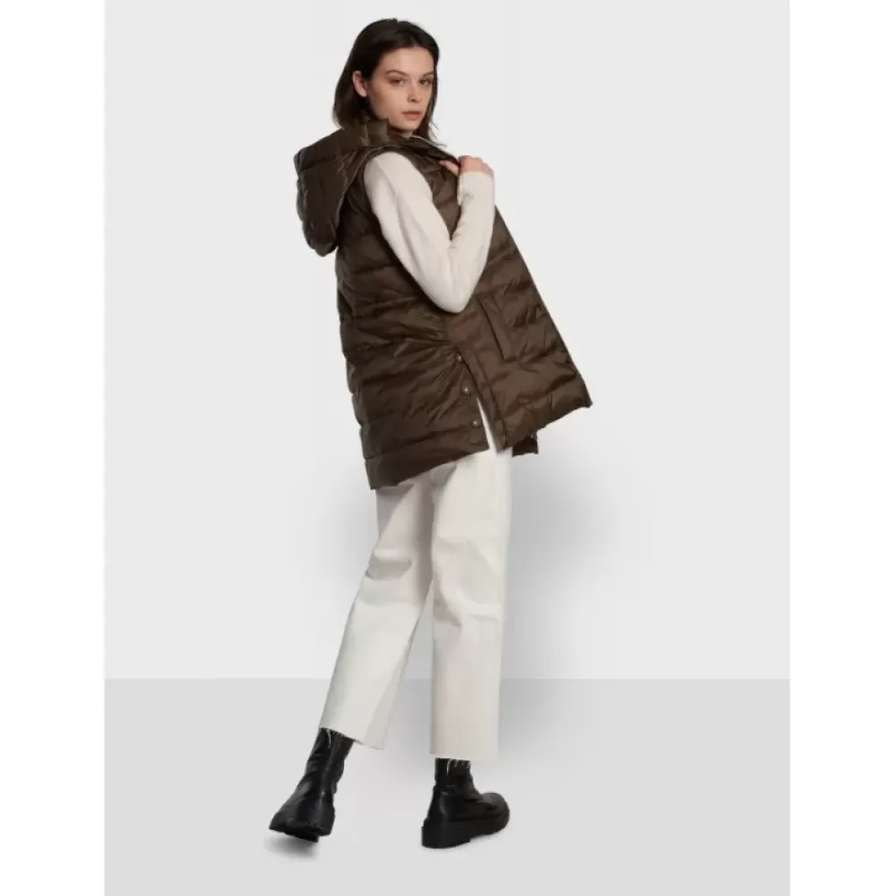 Downjackets*OAKWOOD Cosy Khaki - Sleeveless Mid-Long Downjacket