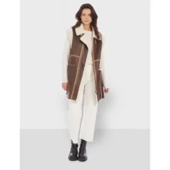 Coats*OAKWOOD Coulisse Antic Brown - Faux Shearling Sleeveless Coat