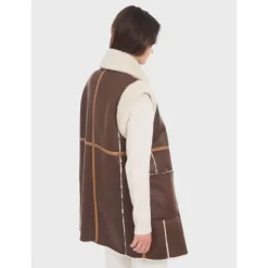 Coats*OAKWOOD Coulisse Antic Brown - Faux Shearling Sleeveless Coat