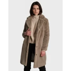 Coats*OAKWOOD Cyber Dark Beige - Fake Fur Long Coat