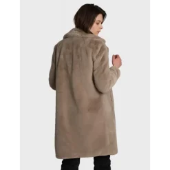Coats*OAKWOOD Cyber Dark Beige - Fake Fur Long Coat