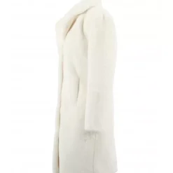Coats*OAKWOOD Cyber Ivory - Long Fake Fur Lapel Coat