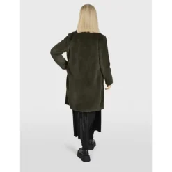 Coats*OAKWOOD Cyber Kaki - Long Fake Fur Lapel Coat