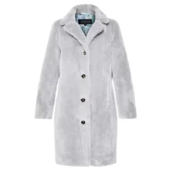 Coats*OAKWOOD Cyber Light Grey - Fake Fur Long Coat