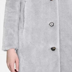 Coats*OAKWOOD Cyber Light Grey - Fake Fur Long Coat