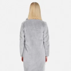 Coats*OAKWOOD Cyber Light Grey - Fake Fur Long Coat