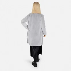 Coats*OAKWOOD Cyber Light Grey - Fake Fur Long Coat