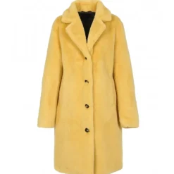 Coats*OAKWOOD Cyber Yellow - Fake Fur Long Coat