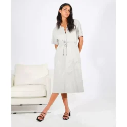 Dresses*OAKWOOD Dance Concrete - Genuine Leather Shift Dress