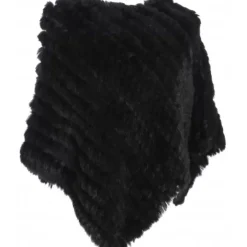 Accessories*OAKWOOD Davos Black - Real Fur Poncho