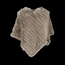 Accessories*OAKWOOD Davos Dark Beige - Real Fur Poncho