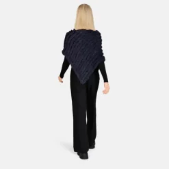 Accessories*OAKWOOD Davos Dark Blue - Real Fur Poncho