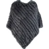 Accessories*OAKWOOD Davos Dark Grey - Real Fur Poncho