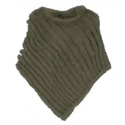 Accessories*OAKWOOD Davos Khaki - Real Fur Poncho