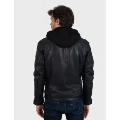 Jackets*OAKWOOD Drink Black - Leather Jacket With Removable Hood