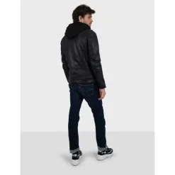 Jackets*OAKWOOD Drink Black - Leather Jacket With Removable Hood