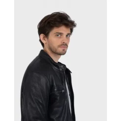 Jackets*OAKWOOD Drink Black - Leather Jacket With Removable Hood