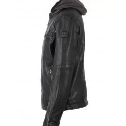 Jackets*OAKWOOD Drink Black - Leather Jacket With Removable Hood