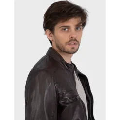 Jackets*OAKWOOD Drink Brown - Leather Jacket With Removable Hood