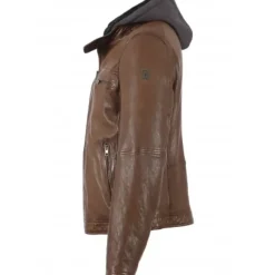 Jackets*OAKWOOD Drink Tan - Leather Jacket With Removable Hood