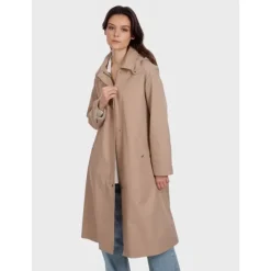Coats*OAKWOOD Earth Beige - Longline Raincoat With Removable Hood