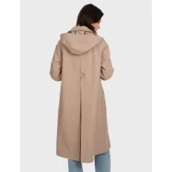 Coats*OAKWOOD Earth Beige - Longline Raincoat With Removable Hood
