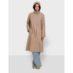 Coats*OAKWOOD Earth Beige - Longline Raincoat With Removable Hood
