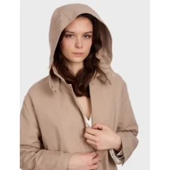 Coats*OAKWOOD Earth Beige - Longline Raincoat With Removable Hood