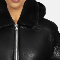 Coats*OAKWOOD Ella Black - Fake Fur / Nylon Long Coat