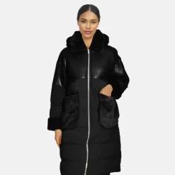Coats*OAKWOOD Ella Black - Fake Fur / Nylon Long Coat