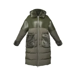 Coats*OAKWOOD Ella Kaki - Fake Fur / Nylon Long Coat