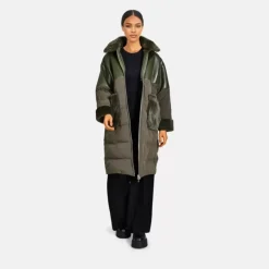 Coats*OAKWOOD Ella Kaki - Fake Fur / Nylon Long Coat