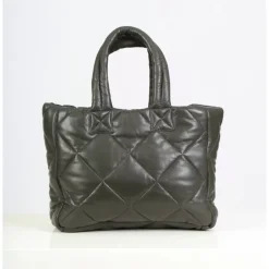 Accessories*OAKWOOD Except Khaki Fonce - Small Padded Genuine Leather Shopping Bag