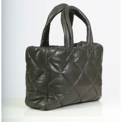 Accessories*OAKWOOD Except Khaki Fonce - Small Padded Genuine Leather Shopping Bag