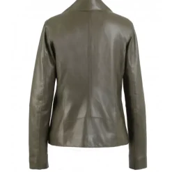 Biker Jackets*OAKWOOD Flash Khaki - Refined Jacket With Asymmetrical Closing In Genuine Sheep Leather