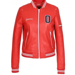 Biker Jackets*OAKWOOD Flirt Dark Red - Genuine Leather Varsity Jacket