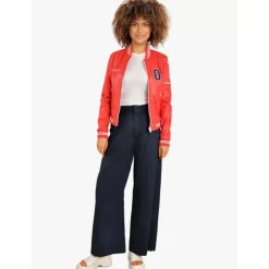 Biker Jackets*OAKWOOD Flirt Dark Red - Genuine Leather Varsity Jacket