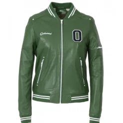 Biker Jackets*OAKWOOD Flirt Emerald - Genuine Leather Varsity Jacket