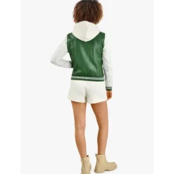 Biker Jackets*OAKWOOD Flirt Emerald- Genuine Leather Bi Color Varsity Jacket