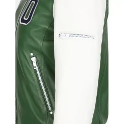 Biker Jackets*OAKWOOD Flirt Emerald- Genuine Leather Bi Color Varsity Jacket