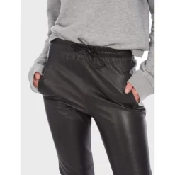 Trousers*OAKWOOD Gift Black - Genuine Leather Jogpants