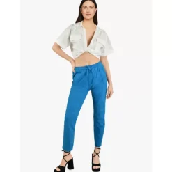 Trousers*OAKWOOD Gift Bleu - Genuine Suede Leather Jogpants