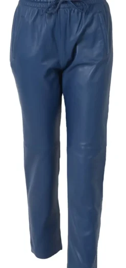 Trousers*OAKWOOD Gift Dark Blue - Genuine Leather Jogpants